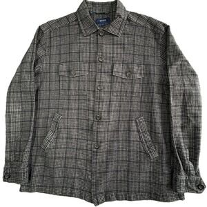 ETON Flannel Overshirt Jacket Mens 2XL Cotton Wool Cashmere Gray Check Shacket
